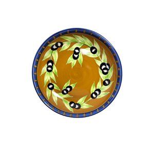 GATES WARE by LAURIE GATES OLIVES PASTA BOWL Brown Blue Green 9 3/4" X 2"